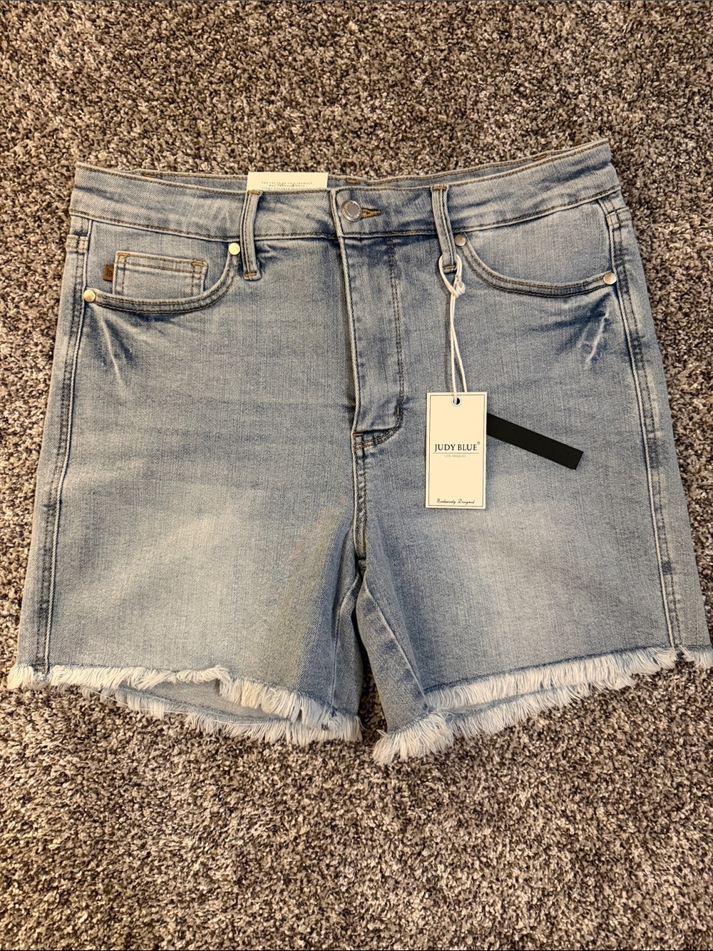Judy Blue Washed Light Blue Frayed Hem Denim Shorts